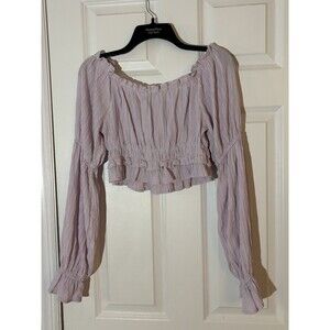 Cropped Lavender Peasant Shirt Cowgirl Festival Fairy Boho Puff Sleeve Bel Small